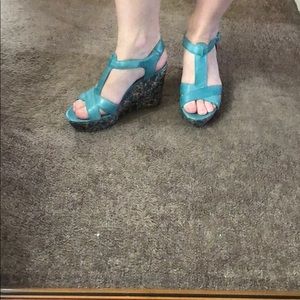 Nine West floral wedges